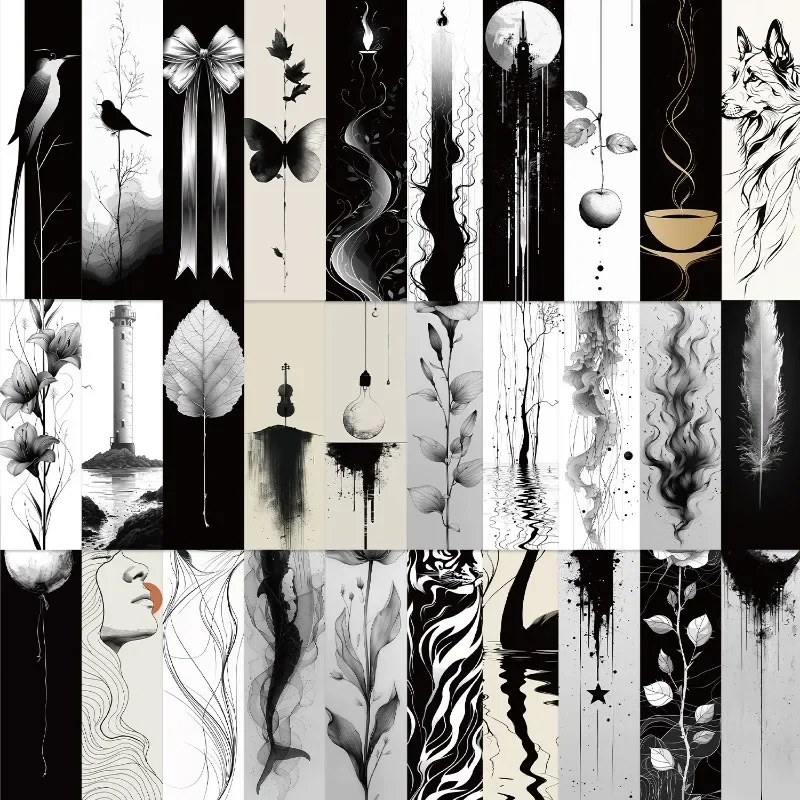 30pcs Black White Bookmarks Reading Book Tags DIY Page Tags Gift Decoration Cards Student Message Cards Bookmarks Back To School