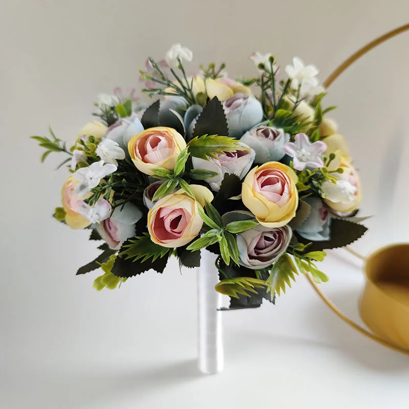 Wedding Bouquet for Bride Bridesmaid Bouquets Ivory Silk Flowers Roses Corsage Bracelet Boutonnieres Wedding Accessories Mariage wedding bouquets,artificial rose flowers,wedding flower decoration