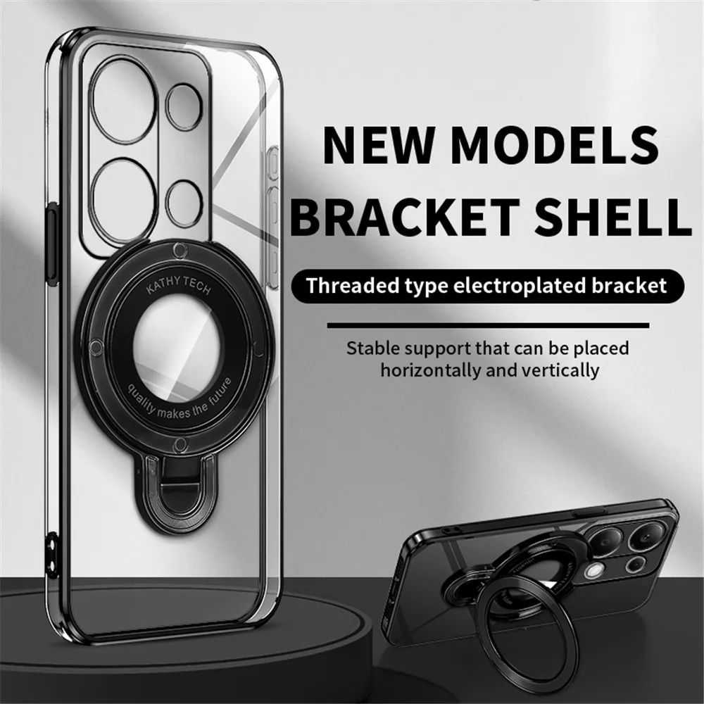 Luxury Transparent Plating Magnetic Case with Silicone Stand