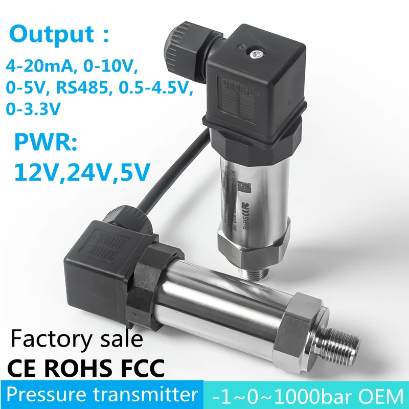 Hersman Pressure Sensor Transmitter 0.2bar 1Mpa 100Kpa 4-20mA 0-10V RS485 0.5-4.5V out Water Gas Oil Liquid Pressure measurement