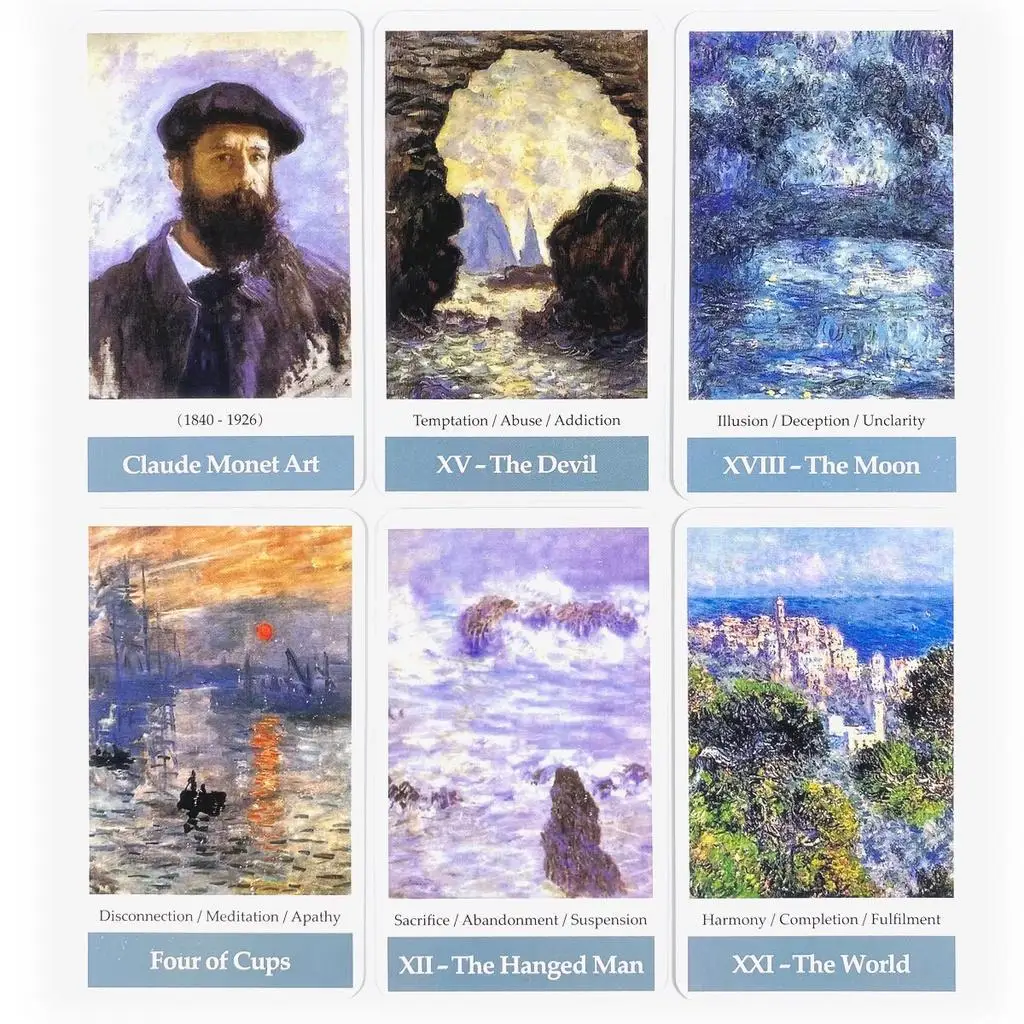 Claude Monet Impressionism art Tarot Deck Leisure Party Table Game Fortune-telling Oracle Cards With Guide Book 5