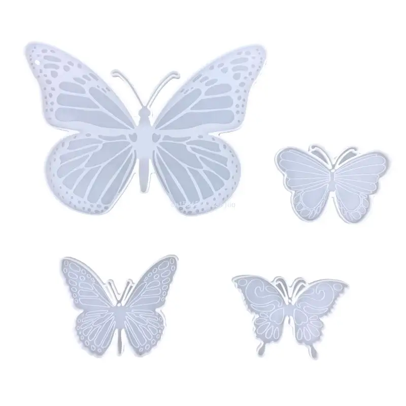 

4Pcs DIY for Butterfly Wall Hanging Keychain Silicone Epoxy Molds DIY Keychain Pendant Crafting Mold for Valentine Gift Dropship