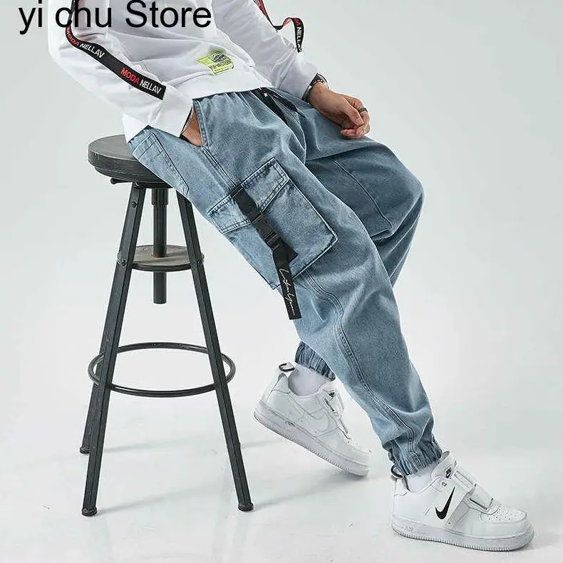 New Men Joggers Cargo Denim Pants Japanese Streetwear Male Ankle Harajuku Casual Hip Hop Jeans Trousers Men new men joggers cargo denim pants japanese streetwear male ankle harajuku casual hip hop jeans trousers men