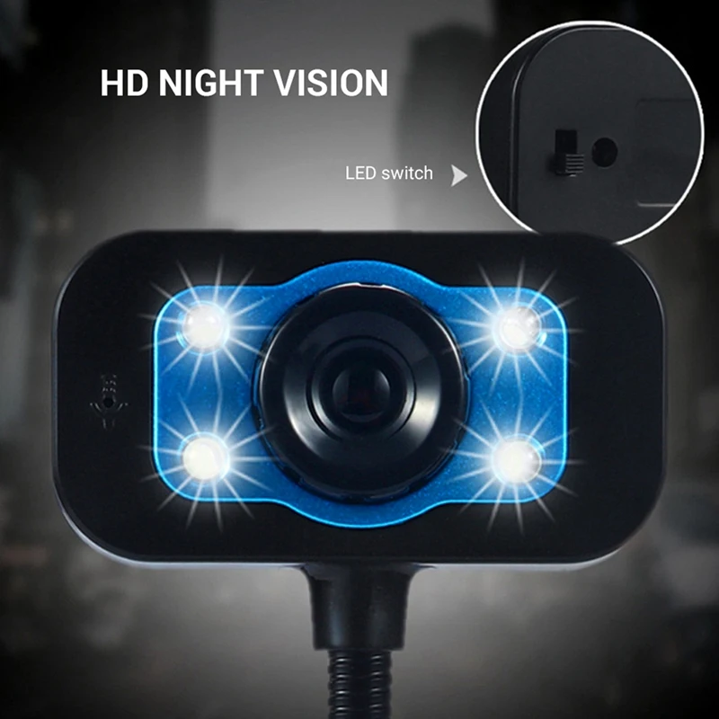 웹 카메라 USB 고화질 웹캠 4 LED 웹캠(마이크 포함) Skype 컴퓨터 PC 노트북용 데스크탑-ABFB