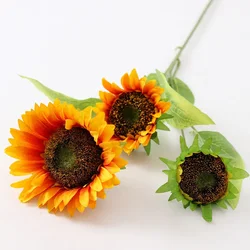 Elegant 68CM Triple Head Silk Sunflower Arrangement for Home Decor & Photography Shoots (3 Heads - Sunflowers)