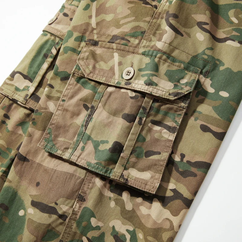 Pantaloni Cargo Mimetici da Uomo con Tasche Multiple, Gamba Dritta e Vestibilità Comoda, Traspiranti e Resistenti all'Usura, per Attività all'Aperto e Uso Quotidiano, 100% Cotone - immagine 6