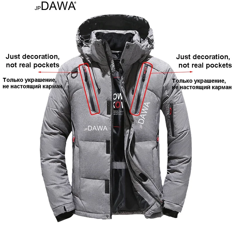 Goose Down Fishing Jacket Winter Skiing Suit Men Windproof Skiing White Suit Vest Pants Set Snow Snowboard Suit
