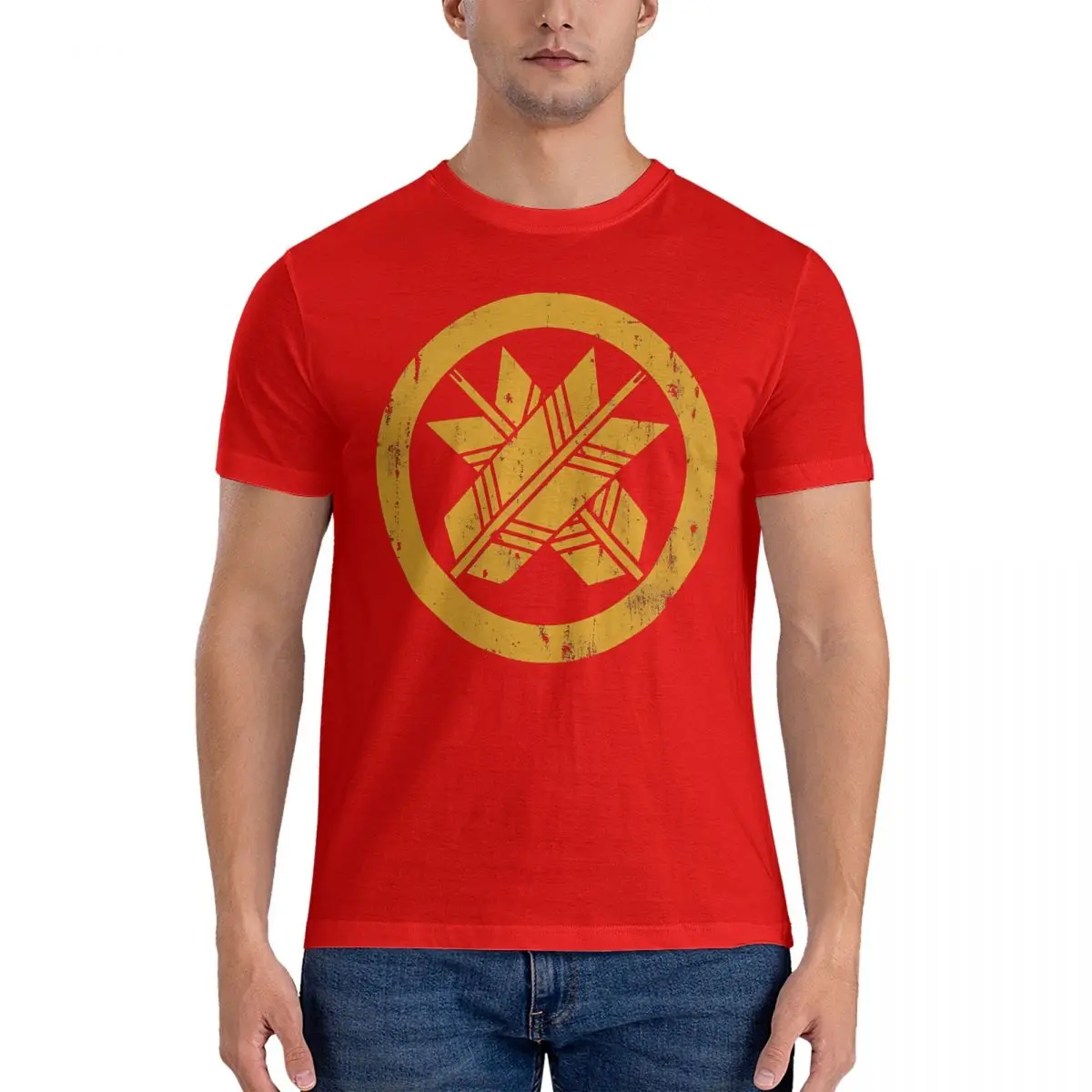 thumbnail image 1 of Camiseta Maru Ni Chigai Ya Kamon de algodón puro, camisetas geniales, cuello redondo, camiseta con el logotipo del clan japonés, ropa de manga corta, 1 of 7