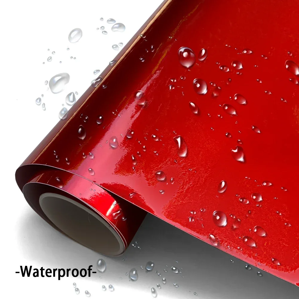 Autoaufkleber DIY selbstklebende glänzende Folien grau silber rot Wrap Vinylfolie wasserdicht Anti-Kratz-Aufkleber für Autozubehör – Detail 4