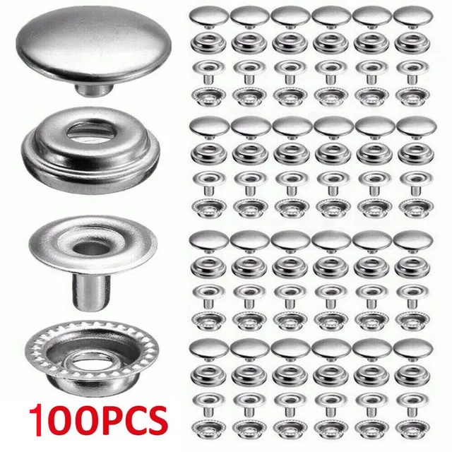 100pcs 15mm Canvas Snap Kit Marine Grade Snap Fastener Stainless Steel Snap Buttons for Boat Cover,Sewing Leather,Clothes,Tent
