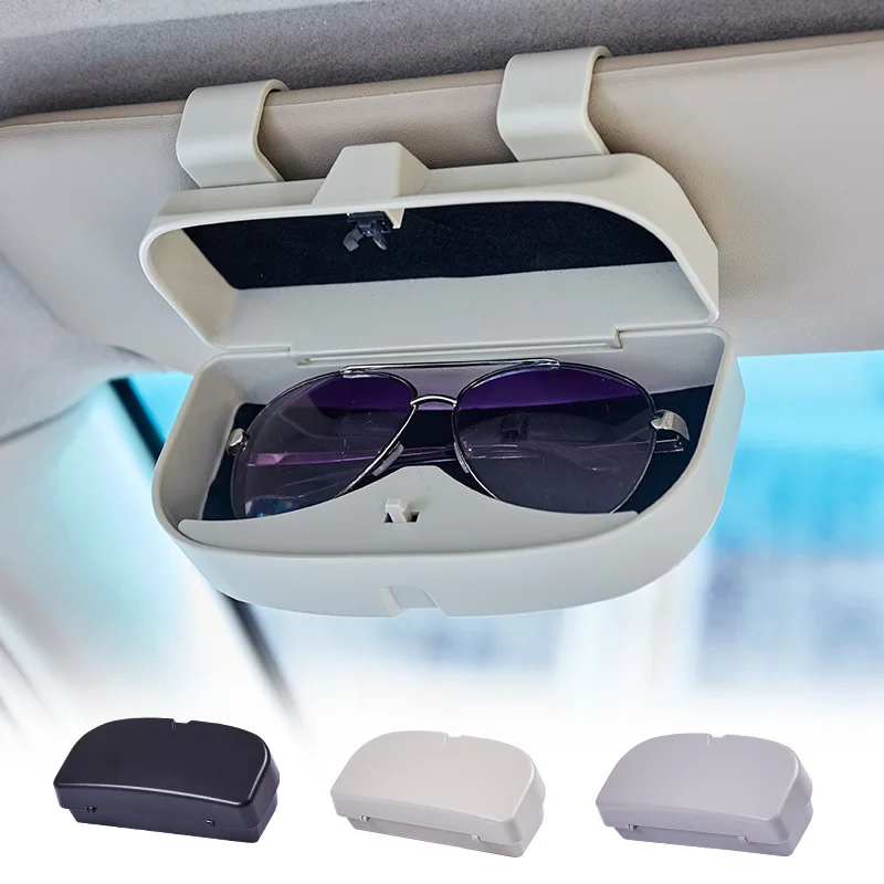 Auto Sonnenbrille halter in Auto Sonnenblende Brille Clip Brille Rahmen  Leder Sonnenschutz Brille Fall Auto Interieur Zubehör - AliExpress