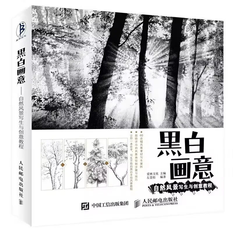 Libro tutorial sulla pittura di paesaggi naturali in bianco e nero - Guida artistica per il disegno a matita cinese per la creatività - immagine 2