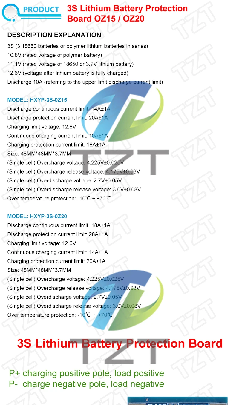 3S 12V 15A 20A 25A 30A BMS 18650 Lithium-Batterie-Schutzplatine 11,1 V 12,6 V Anti-Überladungs-Balance- und Temperaturregelung – Detail 1