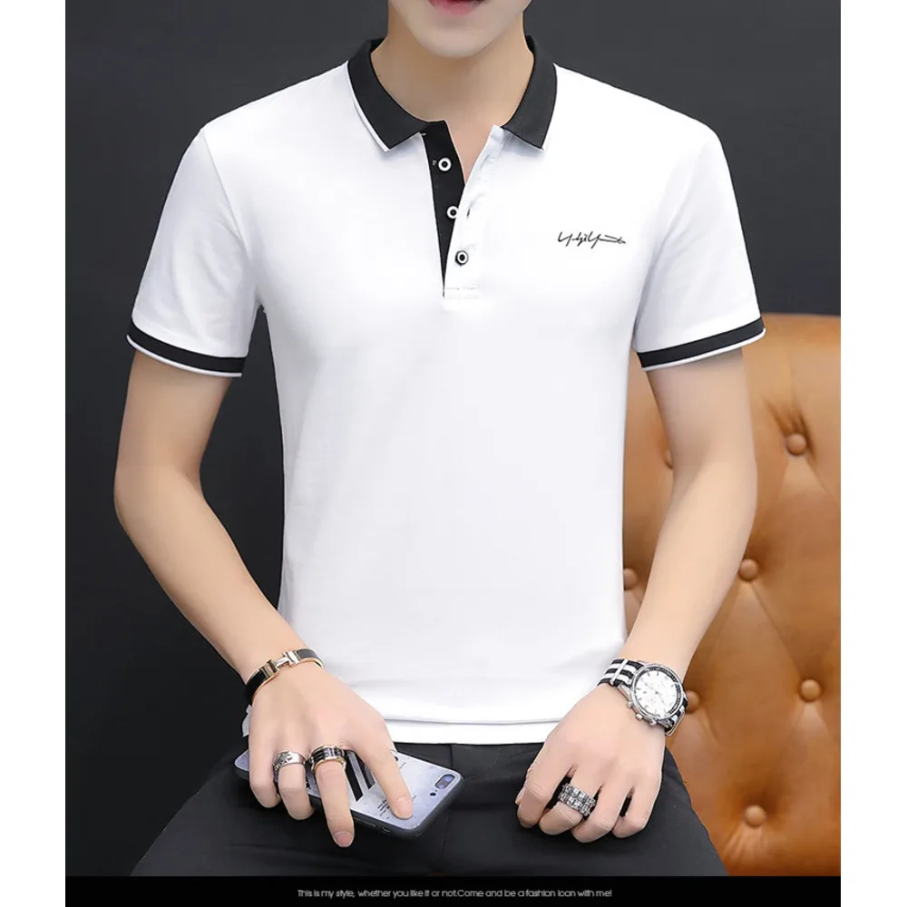 2024 new men's short sleeved t-shirt summer lapel embroidered top polo shirt_voghion.com