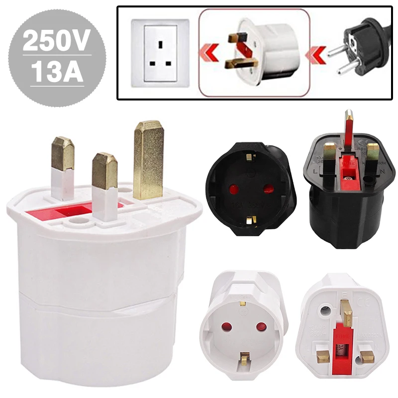 1pcs250V13AEUToUKSocketAdapterEuropeanToBritishGauge