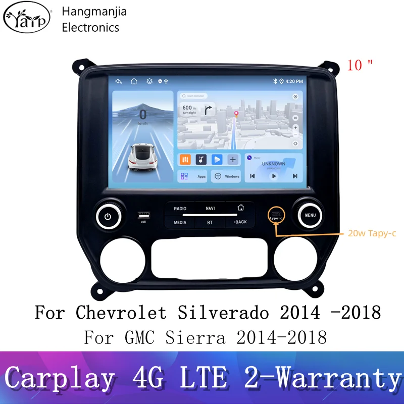 Autoradio con Navigazione GPS per Chevrolet Silverado GMC Sierra VIA Vtru 2014 - 2018, Sistema Android con Carplay, Stereo Senza DVD