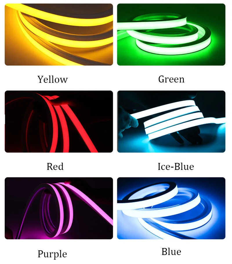 Red Blue Green Neon Light Strip Colorful Flexible DC 24V LED Strips Rope Waterproof Light Strip Included LED Power Supply