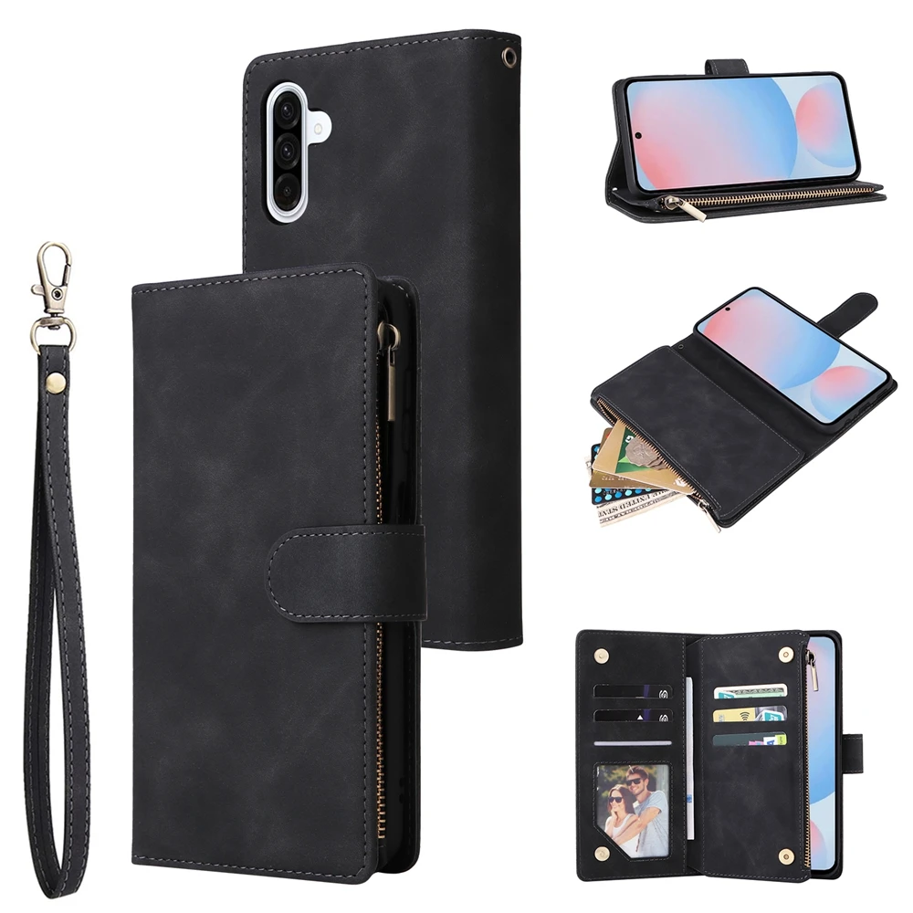 Lanyard Zipper Wallet Leather Phone Case Cover