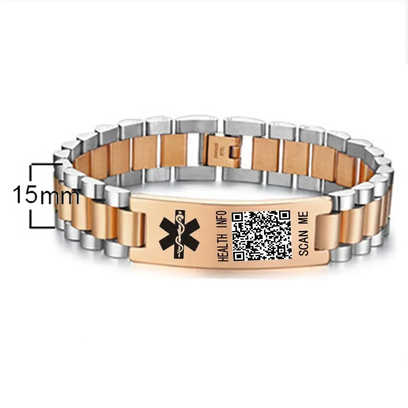 Wide Leather Medical ID Bracelet For Men » Band And Bracelets