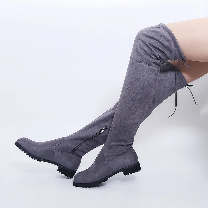 2024 Sexy Over The Knee Boots Women Winter Boots Fashion Suede Long Boots Low Heel Thigh High Boots Ladies Shoes Plus Size