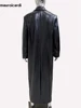 Mauroicardi Spring Autumn Maxi Black Crocodile Print Pu Leather Trench Coat Men Single Breasted Luxury Designer European Fashion 2