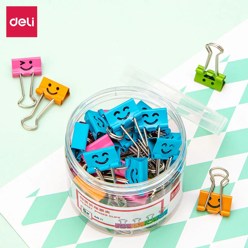 Loose Leaf Binder Clips Binder Clip Deli Metal Binder Clips Tube Packing Color Paper Clips For Office