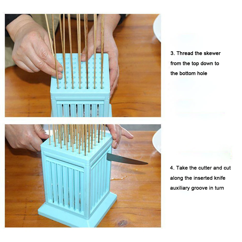 49 Holes BBQ Meat Skewer Tool Box Kebab Maker Barbecue Fast Maker Meat Cutter Roast Kitchen Accessories Kebab Tool