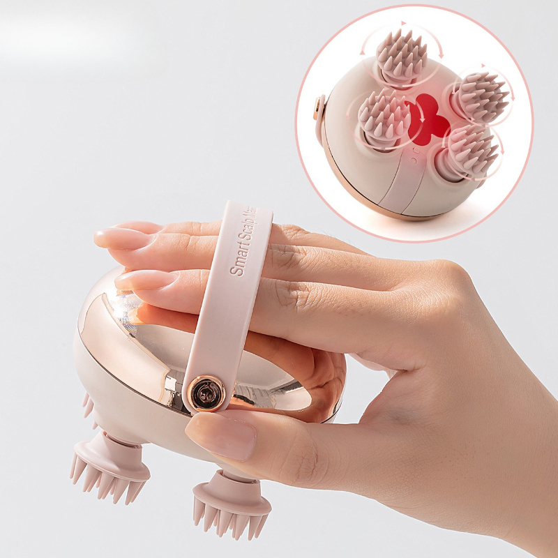 Rechargeable Waterproof Electric Scalp Massager Handheld Head Massager with 4 Massage Claws for Stress Relax Body Neck Back Pet