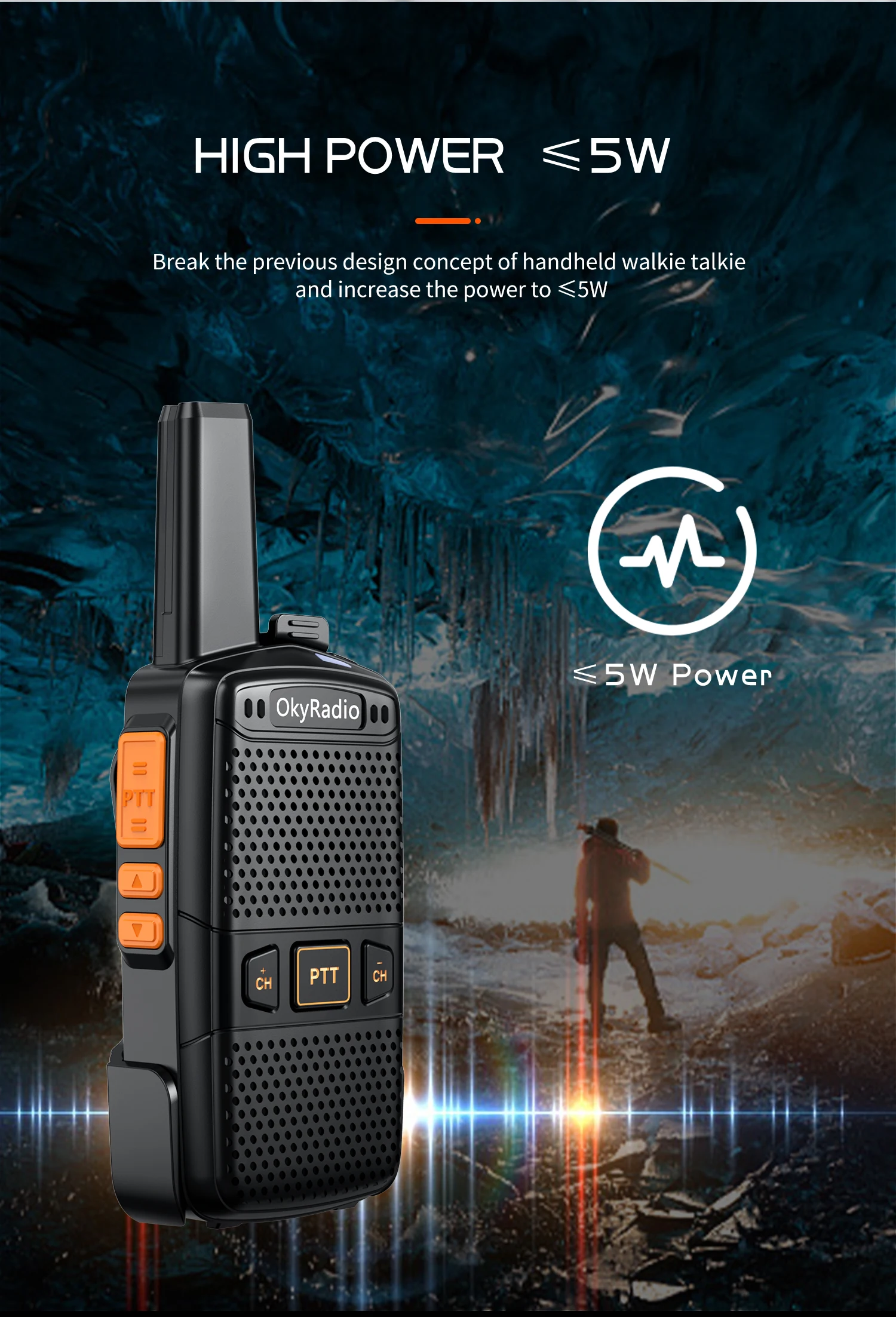 best walkie talkie for long distance 2022 New 4800mah OkyRadio Portable 5w Waterproof Walkie-talkie with 6km Talk Distance for Outdoor Construction Sites 2 way radio