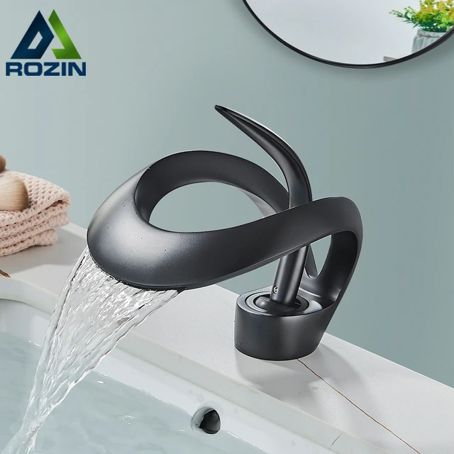 Rozin – robinet de lavabo noir de luxe, mitigeur de salle de bains