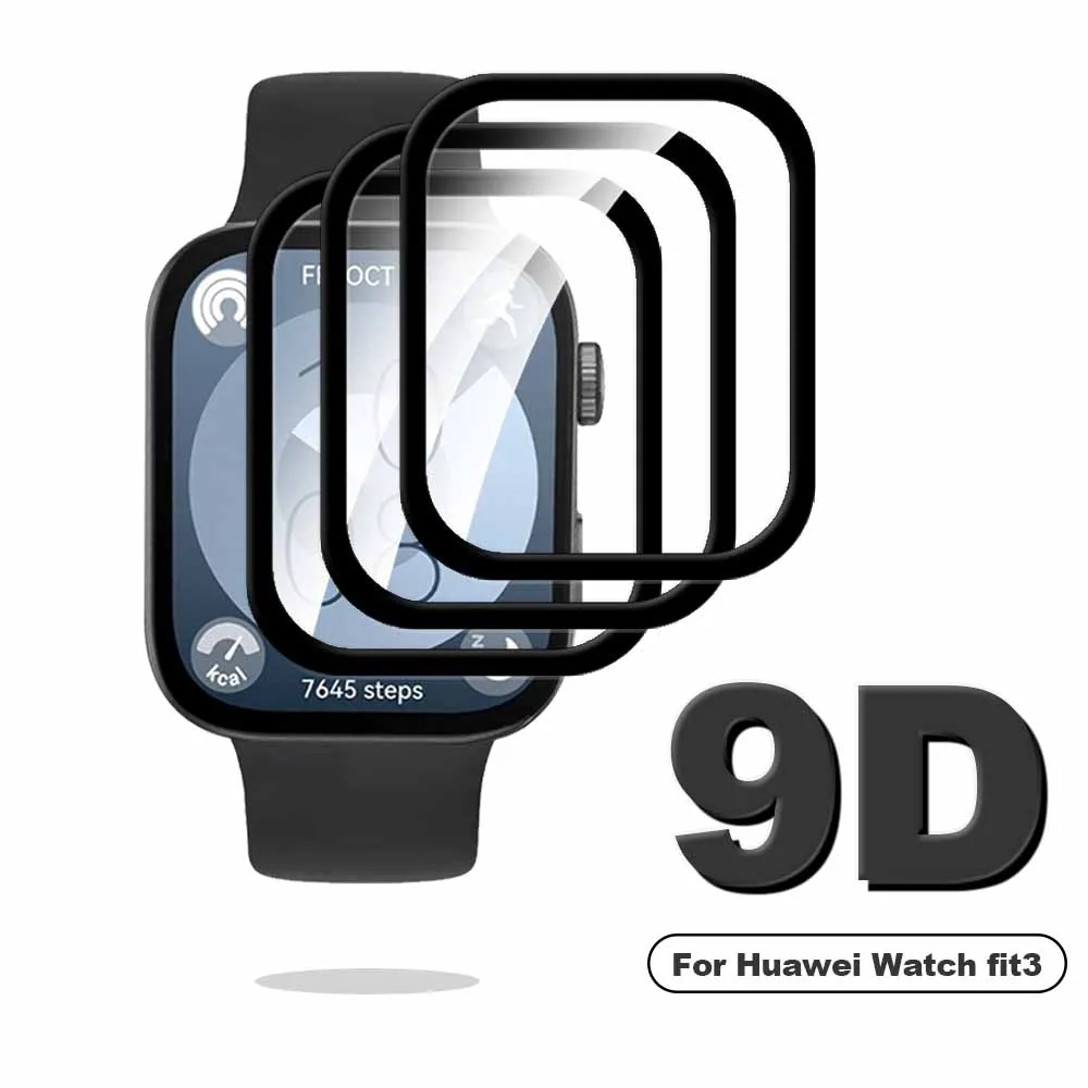 

Закаленное стекло 9D для смарт-часов Huawei Watch Fit 3, пленка для часов Hauwei Huawey WatchFit3, мягкое защитное стекло, аксессуары, 3 шт.