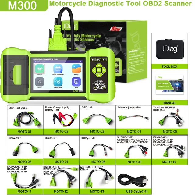 2026 JDiag M300 OBD2 Scanner Motorcycle Diagnostic Tool Moto Scanner Fault Code Read ABS Engine For BMW Yamaha Harley Honda Duca