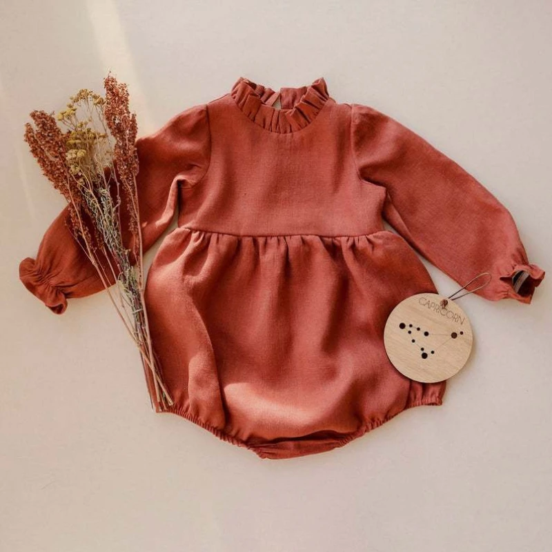 Baby Rompers Spring Autumn Newborn Infant Baby Girls Cotton Long Sleeve Playsuit Jumpsuits Solid Girls Fall Clothes