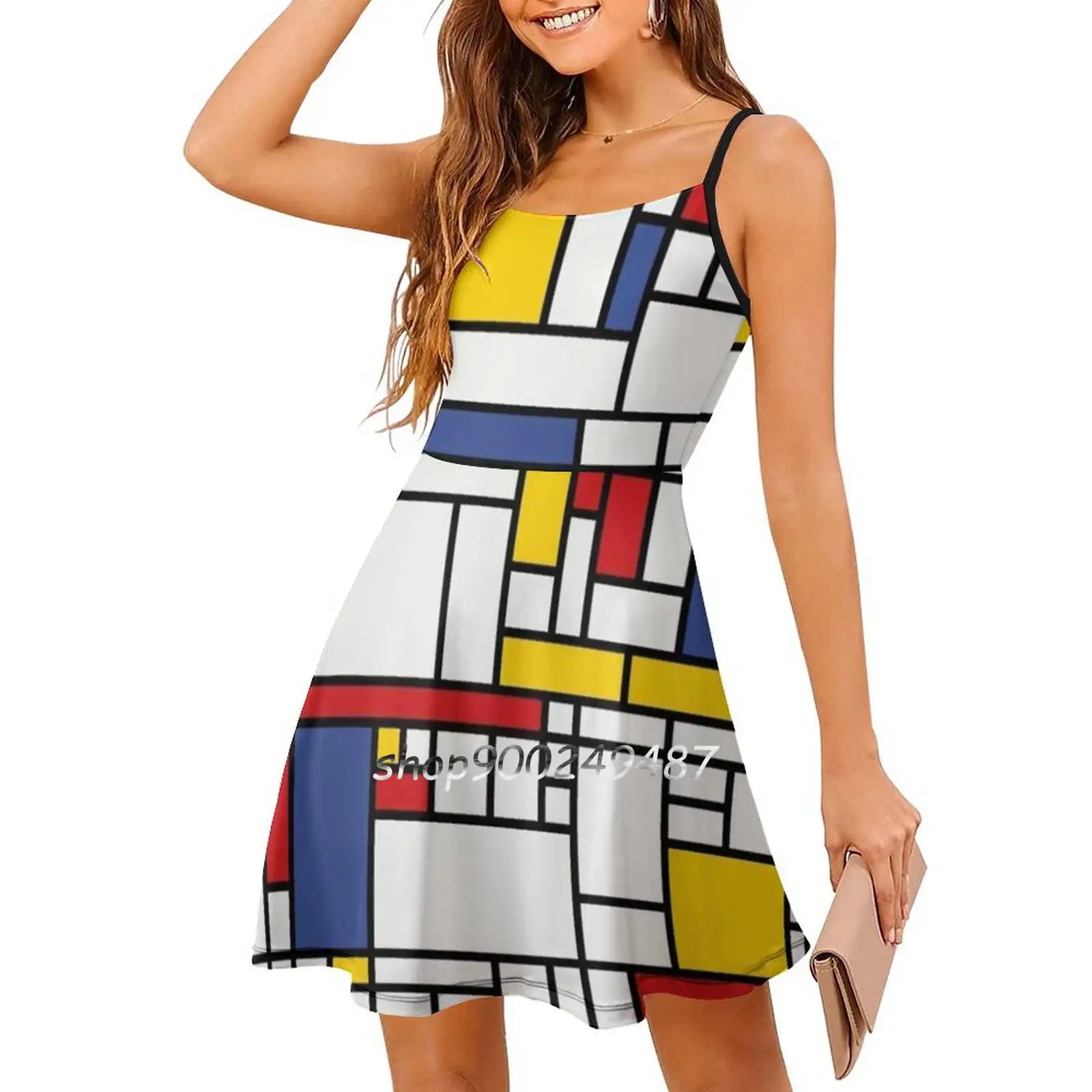Fashion Robe Piet Mondrian Piet Mondrian-Robe Imprimée à Encolure