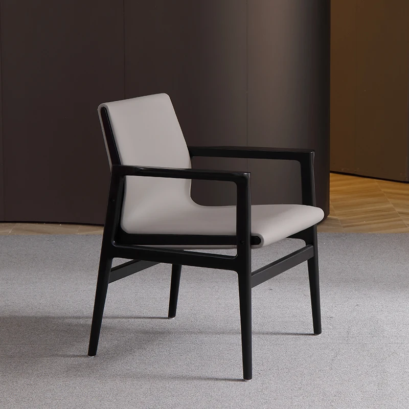 

Living Room Accent Dining Chairs Nordic Arm Kitchen Relax Luxury Designer Chair PU Leather Minimalist Sillas Home Furniture WKDC