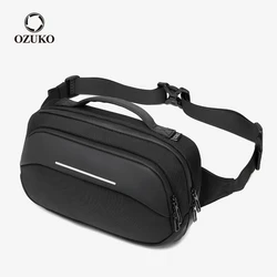 OZUKO Brand New Men Waist Bag Outdoor Short Travel Fanny Packs Male Waterproof Fashion Chest Bags Casual Crossbody Bag Belt Bag