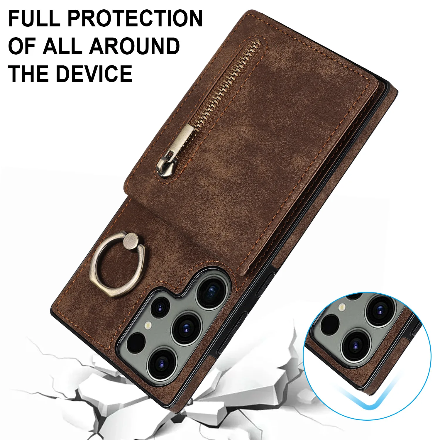 Leather Phone Case with Card Slot & Stand Feature