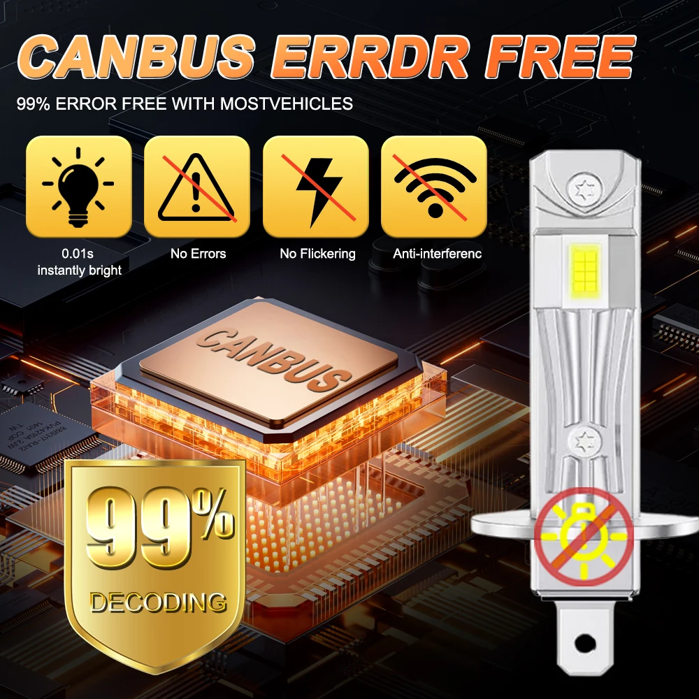H1 LED 헤드라이트 900000LM 800W 초고휘도 LED 전구 CANBUS 팬리스 안개등 6000K 백색 1:1 사이즈 플러그 앤 플레이 12V