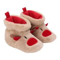 0-18Mionths Baby Girls Fleece Slippers Boots Soft Anti-Slip Xmas Booties Toddler Boys Winter Elk Deer Christmas Boots For Girls 1