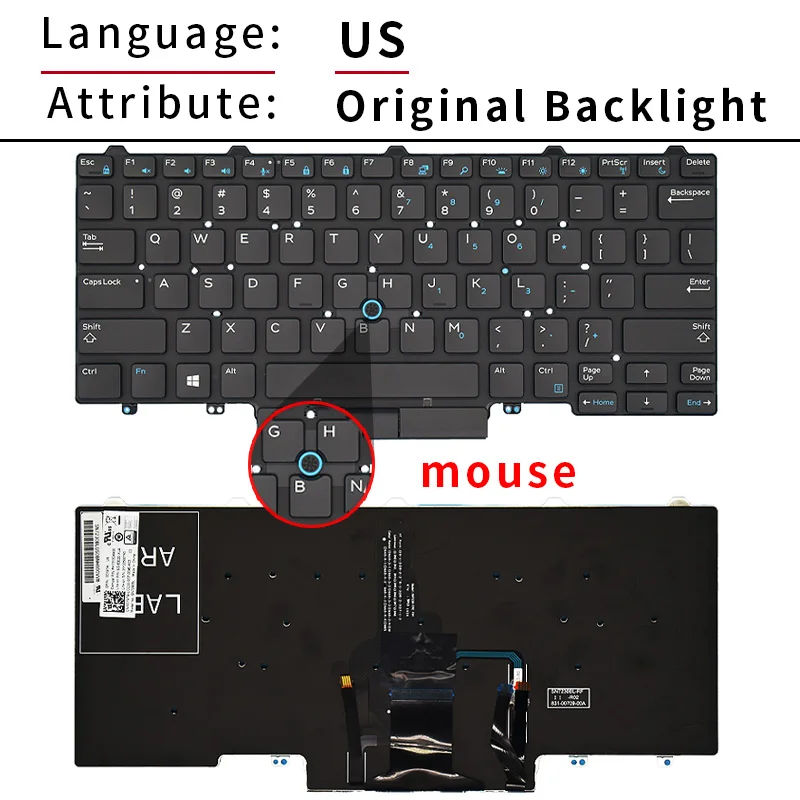 Teclado Original do Portátil para Dell Dell Latitude 3340 3350 5480 5490 E7450 E5450 E7470 E5470 0d19tr 094f68 Luz de Fundo Eua Russo sp Reino Unido - Imagem 5
