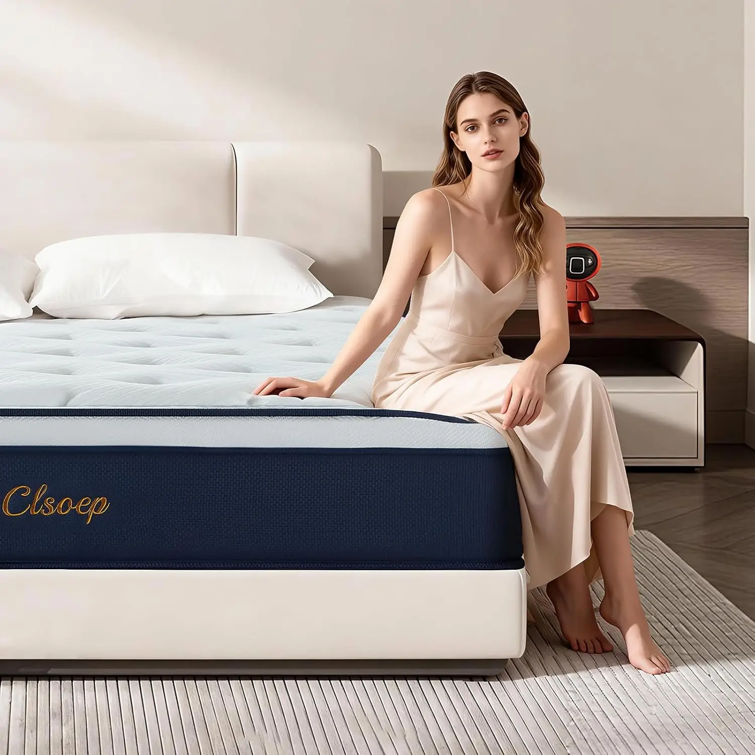 Full Mattress 12 Inch Hybrid, Medium Firm Cooling Memory Foam with Pocket Springs, Breathable Fiberglass-Free
