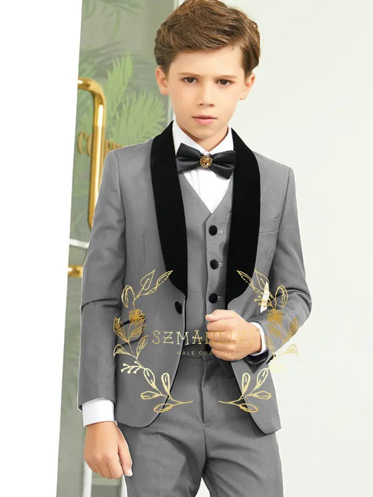 

Boys Suit 3 Piece Wedding Tuxedo Party Jacket Vest Pants Child Blazer Set Kids Piano Performance Clothes costume enfant garçon