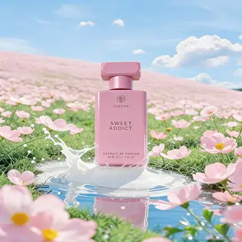 Sweet Addict perfume, powder mixed bottle body, fresh citrus opening, fragrant rose jasmine interwoven with the dense sweetness of cotton jelly, lasting fragrance, suitable for dating and commuting 1