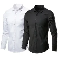 Hommes Anti-rides gratuit affaires confort mode respirant chemise mince élastique nouvelle chemise à manches longues couleur unie chemise confortable 5