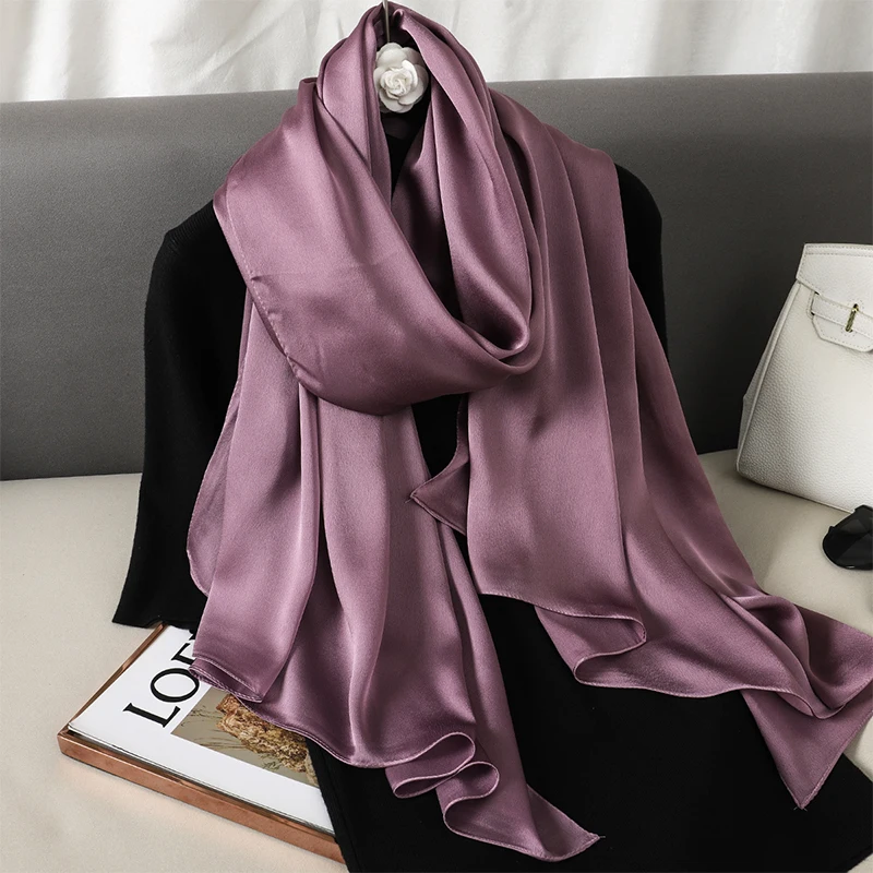 Foulard Silk Scarf Shawls Lady Bufanda Elegant Solid Scarves Women Sping Pashmina Hijab Wraps Female Beach Stoles 2024 Luxury 1