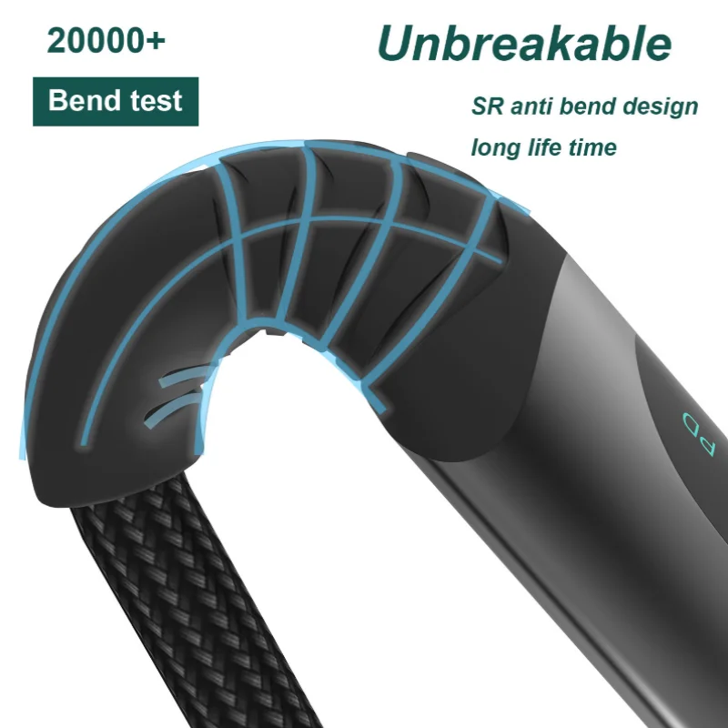 디지털 디스플레이 USB-C to USB-C 100W 고속 충전 케이블 6A 풀 프로토콜 PD 충전기 코드 1.2M 2M 블랙 (타입C 휴대폰용)