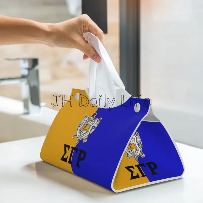 Sigma Gamma Rho 1922 SGR Print Facial Tissue Box Cover Rectangular PU Leather Facial Tissue Box Holder for Car Home Office 5
