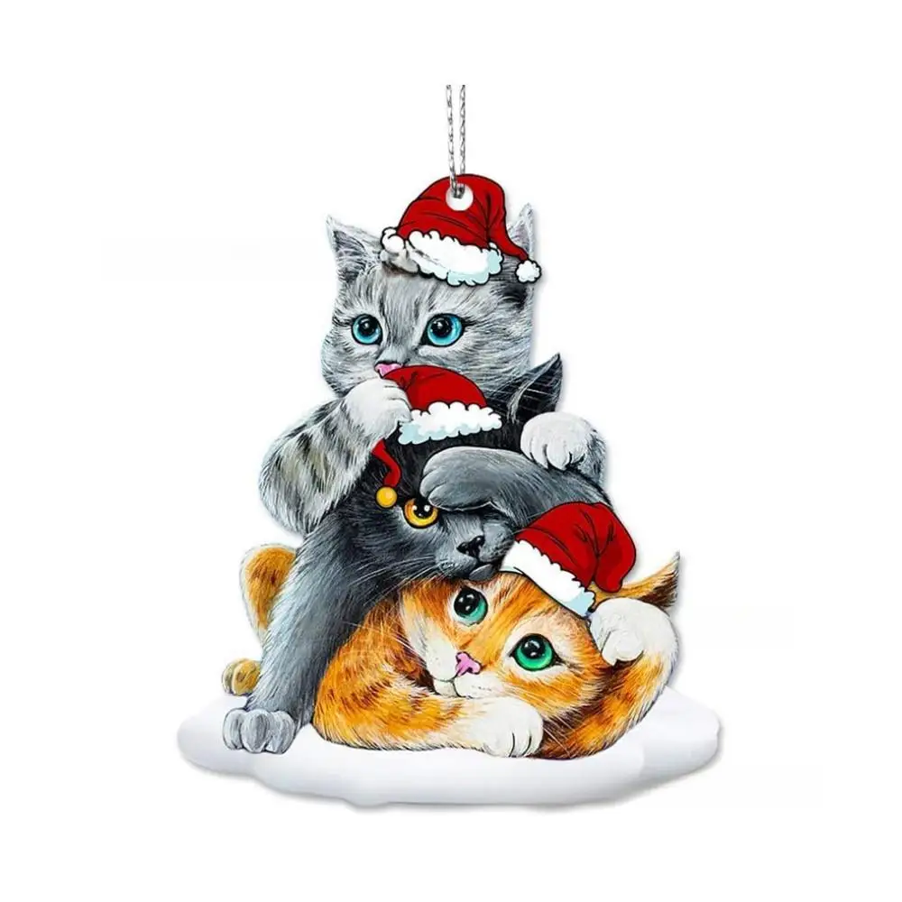 Acrylic Pet-Themed Christmas Tree Hanging Ornament - Festive 2D Design