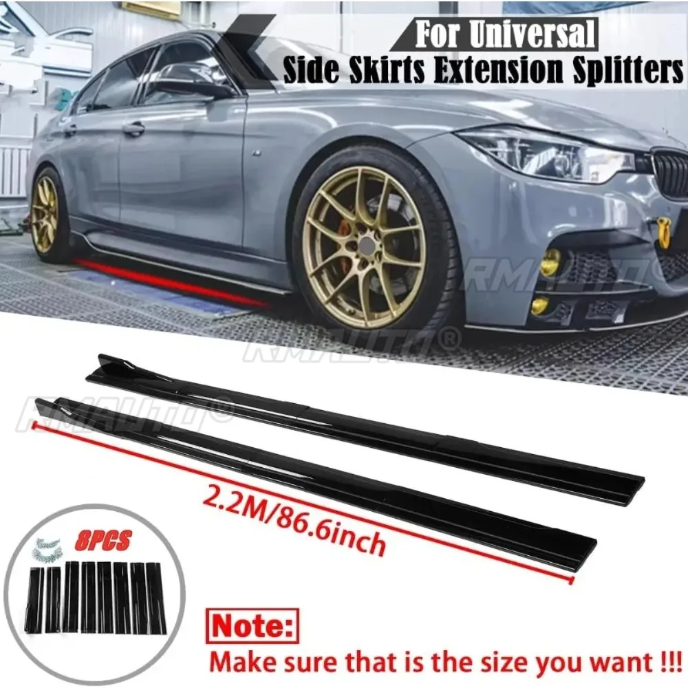 

2.2m Universal Car Side Skirts Winglet Splitters Lip For VW Golf For BMW For Ford For Audi 8Pcs Universal Side Skirt Extensions