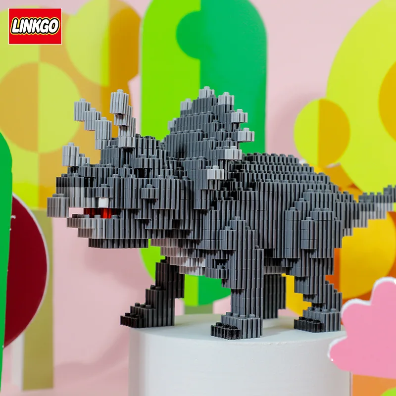 Linkgo Jurassic Dinosaur Mini Building Blocks Tyrannosaurus Rex Velociraptor Connection Micro Bricks Figure Toy For Kids 4